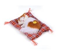 Yinhing Faux Chat dans Le Lit, Jouet Doux pour Enfants, Simulation de Chat Endormi, Poupée en Peluche Blanche pour la Décoration de la Maison, Coussin Aléatoire (Qui Fait la Sieste en Bloc Jaune)