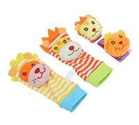 Yinhing Foot Finders Chaussettes Douces avec Hochet pour Poignet et Pied en Forme d'animal Adorable Ensemble de Chaussettes pour Nouveau-nés Motifs Animaux Colorés pour la Stimulation Sensorielle