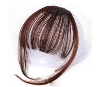 Yinhing Frange à Clipser pour Femme, Extensions de Fausses Franges de Cheveux avec Design BB, pour les Fêtes, Halloween, les Jeux de Rôle ou la Vie quotidienne. (Marron foncé)