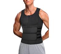 Yinhing Gilet de Sauna Modelant Le Corps, Gilet de Mise en Forme du Corps pour Hommes, Gilet de Fitness Respirant avec Double Ceinture (Le Noir XL)