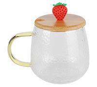 Yinhing Jolie Tasse en Verre Borosilicate de 400 Ml avec Couvercle, Cuillère en Acier Inoxydable, Idéale pour le café, le thé, le Lait, Verres élégants pour la Maison et le Bureau (#3)