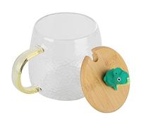 Yinhing Jolie Tasse en Verre Borosilicate de 400 Ml avec Couvercle, Cuillère en Acier Inoxydable, Idéale pour le café, le thé, le Lait, Verres élégants pour la Maison et le Bureau (#4)
