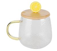 Yinhing Jolie Tasse en Verre Borosilicate de 400 Ml avec Couvercle, Cuillère en Acier Inoxydable, Idéale pour le café, le thé, le Lait, Verres élégants pour la Maison et le Bureau (#6)