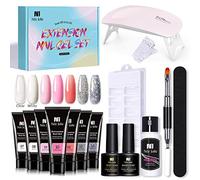 Yinhing Kit de Gel D'extension D'ongles Professionnel 7 Couleurs, Kit de Lampe LED avec Base, Couche de Finition, Brosse, Lime, 100 Formes, Solution Antidérapante pour Salon de Manucure et (02)