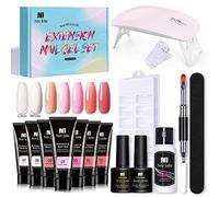 Yinhing Kit de Gel D'extension D'ongles Professionnel 7 Couleurs, Kit de Lampe LED avec Base, Couche de Finition, Brosse, Lime, 100 Formes, Solution Antidérapante pour Salon de Manucure et (04)