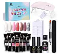 Yinhing Kit de Gel D'extension D'ongles Professionnel 7 Couleurs, Kit de Lampe LED avec Base, Couche de Finition, Brosse, Lime, 100 Formes, Solution Antidérapante pour Salon de Manucure et (05)