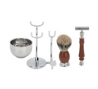 Yinhing Kit de Tondeuse à Barbe Manuelle, Brosse à Barbe en Alliage, Support de Coupe, Bol, Kit de Support pour Hommes, Outils de Toilettage Durables et élégants, Ensemble Complet pour