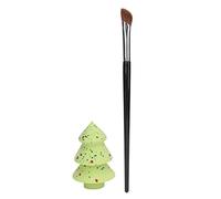 Yinhing Kit D'éponge Cosmétique Douce et élastique avec Brosse Contour du Nez Coudée avec Motif de Paillettes D'arbre de Noël Vert pour un Maquillage 3D Précis et Durable