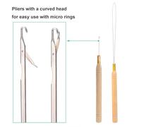 Yinhing Kit D'outils D'extension de Cheveux, Pince Professionnelle, Aiguille à Boucle à Crochet avec 500 Micro-anneaux pour Accessoires Complets D'extension de Cheveux (Beige)