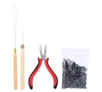 Yinhing Kit D'outils D'extension de Cheveux, Pince Professionnelle, Aiguille à Boucle à Crochet avec 500 Micro-anneaux pour Accessoires Complets D'extension de Cheveux (BLACK)