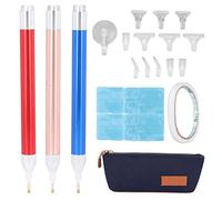 Yinhing Kit Stylo LED en Alliage D'Aluminium, Outil de Perçage avec 16 | Stylos légers en alliage d\'aluminium, 3 pièces, 16 embouts de remplacement, sac de rangement adapté aux cristaux ronds,