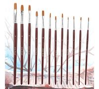 Yinhing Lot de 12 Pinceaux à Aquarelle en Nylon Rouge pour Dessin de Cheveux, Ensemble de Peinture Artistique, Outil pour Aquarelle, Gouache et Prise en Main Plus Confortable, Idéal pour Les