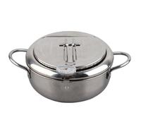 Yinhing Marmite Chinoise Friteuse Profonde Friteuse Japonaise 24 Cm en Acier Inoxydable avec Cuisinière à Induction Compatible pour Tempura et Friture Maison (Taille S 20 cm/7,9 pouces)