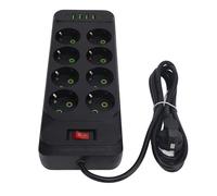 Yinhing Multiprise USB 8 Voies avec 4 Ports USB et 2 Ports C Prise Européenne Compacte avec Interrupteur de Surcharge Câble d'extension de 2 M pour Usage Domestique et de Bureau (Black)