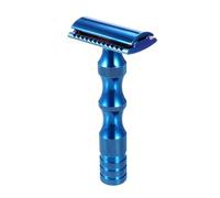 Yinhing Outil Manuel Double Face pour Hommes pour l'épilation, Ancien Design pour un Rasage Précis et Confortable pour le Toilettage Quotidien et les Barbiers Professionnels (BLUE)