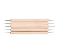 Yinhing Outils en Argile, Outils de Poterie Beech Inoxydless en Acier Indentation Stylos 5pcs Double extrémité Disqueur Air Dry d'Argile Peinture Gravure