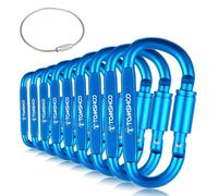 Yinhing Pack de Clips de Verrouillage D en Alliage D'aluminium avec Crochet de Suspension sécurisé pour Camping en Plein Air, Randonnée, Porte-clés et Organisation du Matériel (Blue)