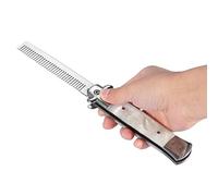 Yinhing Peigne à Ressort, Brosse à Cheveux de Poche Pliante avec Poignée en Résine avec Bouton de Commutation pour la Coiffure des Humains et des Animaux de Compagnie (WHITE)