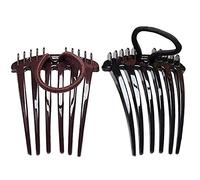 Yinhing Peigne Latéral pour Femmes, Outil de Coiffure, Queue de Cheval, Peigne à Insertion de Volume avec Bande élastique pour Cheveux épais, Cheveux Moyens à épais, Raides ou (Café + noir)