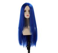 Yinhing Perruque Synthétique Lisse Blanche Argentée, Cheveux Synthétiques à Haute densité avec Raie Centrale, pour Fêtes et Vêtements de Cosplay (BLUE)