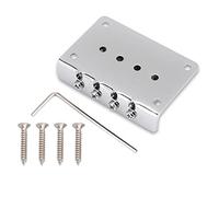 Yinhing Pièces de Rechange à Pont Fixe à 4 Cordes pour Guitares électriques Cigarbox, Basse, ukulélé, Finition Argentée de qualité Supérieure, Mise à Niveau pour une jouabilité Améliorée (SILVER)