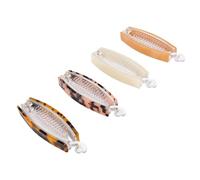 Yinhing Pince Banane Cheveux, Peigne Banane Queue de Cheval imprimé Léopard Couleur Unie Design Marque Pliure Maintien sécurisé Style Vintage for Cheveux épais Bouclés Fins Moyens Femme (4PCS)