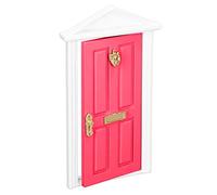 Yinhing Porte de Fée Miniature pour 12 Maisons de Poupée, Petite Porte de Fée en Bois avec Bords aux Couleurs Vives, Modèle de Meubles de Maison de Poupée en Bois de Bouleau Exquis (Rouge rosé)