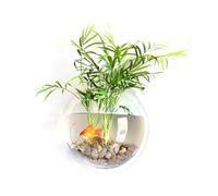 Yinhing Pot de Fleurs de Poisson Suspendu en Acrylique, Bol d'aquarium Mural avec Miroir, Décor Permettant de Gagner de l'espace pour Les Plantes et la Vie des Poissons Rouges (230 mm de diamètre