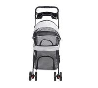 Yinhing Poussette Pliable pour Animaux de Compagnie, pour Chiens et Chats, Transport de Voyage à 4 Roues avec Pare-soleil à 3 Voies, Alimentation Pliable en un et Freins Gris (GRAY)
