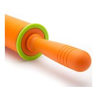 Yinhing Rouleau à Pâtisserie en Silicone avec 4 Entretoises, Outil de Cuisson Antiadhésif pour Pizza, Biscuits, Pâtisseries, Rouleau de Pâte Chauffant pour une Utilisation Facile (ORANGE)