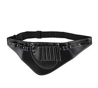 Yinhing Sac à Ciseaux Professionnels Sac à Coiffure Souche de Taille Grande capacité Contient 6 Ciseaux Peignes Clips de Cheveux Longueur Réglable avec du Matériau PU pour Les Outils de (Black)