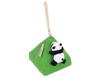Yinhing Sac à Main en Feutre Doux en Forme de Zongzi Panda Design Sac à Clés de Grande capacité pour Cartes de Maquillage et Petits Accessoires Accessoire de Voyage et Idée Mignonne