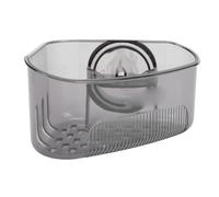 Yinhing Support D'angle D'évier à Ventouse, Porte-éponge Triangulaire avec Revêtement Anti-odeur pour Organisateur D'évier de Cuisine, Installation sans Perceuse (Noir transparent)