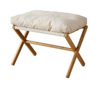 Yinhing Tabouret de Pied Pliable en X, Repose-Pieds Multifonctionnel Moderne avec Coussin Doux, pour Salon, Chambre à Coucher, Bureau, élégant et (Beige)