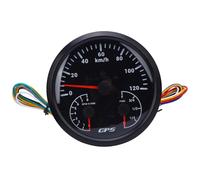 Yinhing Tachymètre de Compteur de Vitesse 110 Mm 4 3/8 Po 3 Po avec Jauge de Carburant Tournant Dc 32 V 120 Km/h 8000 Tr/min Rétro-éclairage Rouge pour Camions de Yachts RV Cadran Blanc Lunette