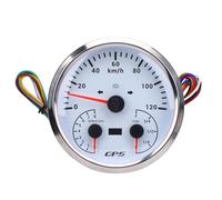 Yinhing Tachymètre de Compteur de Vitesse 110 Mm 4 3/8 Po 3 Po avec Jauge de Carburant Tournant Dc 32 V 120 Km/h 8000 Tr/min Rétro-éclairage Rouge pour Camions de Yachts RV Cadran Blanc Lunette