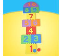 Yinhing Tapis de Marelle Géant, Carreaux Emboîtables en Mousse EVA Souple pour Enfants, Jeu D'intérieur et D'extérieur avec 10 Pièces D'assemblage Rapide et 4 Disques Colorés, pour (Colorful)