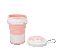 Yinhing Tasse à café Pliable, Tasse de Voyage étanche à Isolation Thermique en Silicone avec Paille, pour Voyage en Famille, Hôtel, Séjour Sportif, Fitness, D'affaires 550 Ml (rose clair)