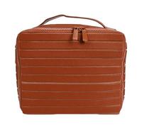 Yinhing Trousse de Maquillage Parallèle Organisateur de Cosmétiques de Voyage avec Plusieurs Compartiments Poignée Supérieure Conception Pliable Cuir PU Imperméable pour Femme Trousse de (Brown)