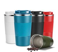YINJAM Tasse de voyage réutilisable isotherme en acier inoxydable pour boissons chaudes et froides (bleu, 510 ml)