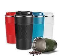 YINJAM Tasse de voyage réutilisable isotherme en acier inoxydable pour boissons chaudes et froides (noir, 510 ml)