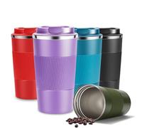 YINJAM Tasse de voyage réutilisable isotherme en acier inoxydable pour boissons chaudes et froides (violet, 380 ml)