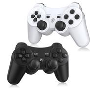 Yinjie Lot de 2 manettes sans fil compatibles avec PS3, avec 2 câbles de charge, compatibles avec Playstation 3 - Noir et blanc