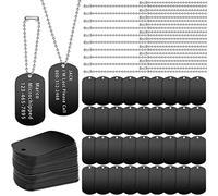 Yinkin Lot 200 pièces de plaques d’identification militaires pour chien comprenant 100 plaques vierges en aluminium, 100 chaînes à billes en acier - Plaques en métal à estamper pour bricolage,