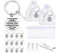 Yinkin Lot de 12 porte-clés avec sacs en organza et cartes de remerciement (blanc)