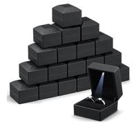 Yinkin Lot de 20 boîtes à bijoux en velours avec lumière LED noire
