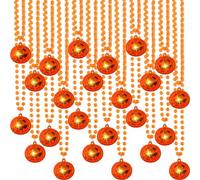 Yinkin Lot de 24 colliers lumineux en forme de citrouille pour Halloween, collier de perles oranges, fournitures de fête d'Halloween, collier lumineux citrouille pour Halloween, accessoires de