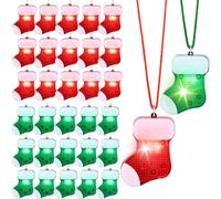 Yinkin Lot de 30 colliers lumineux de Noël pour adultes - Accessoires de Noël pour fêtes de Noël - Décorations de Noël - Fournitures de fête (bas)