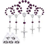Yinkin Lot de 30 mini chapelets catholiques pour baptême, mariage, première communion, 4.5 inches, 2.8 x 3.5 inches, Cristal Métal Argent, corail