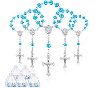 Yinkin Lot de 30 mini chapelets catholiques pour baptême, mariage, première communion, Métal, corail